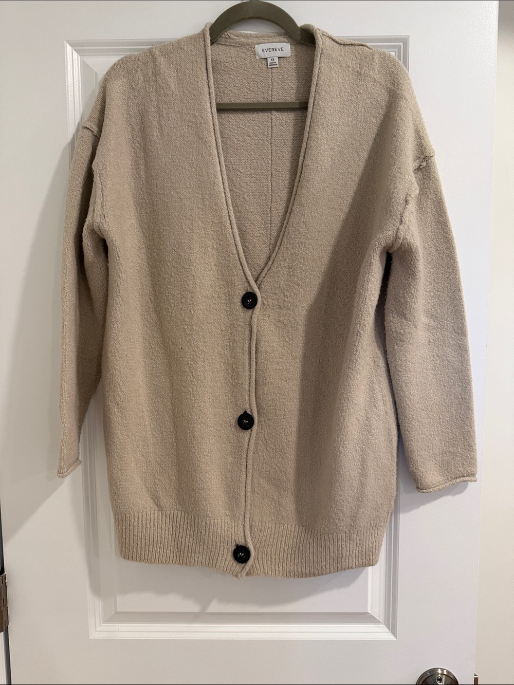 Evereve Cream V-Neck Button-Front Women's Cardigan